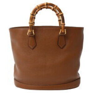 Gucci Bucket Diana Shaped Bamboo Brown Bag Tote Leather